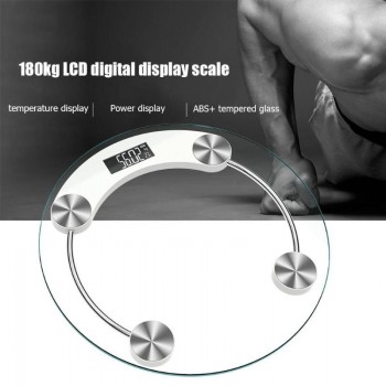 180kg Digital LCD High Precision Temperature Display Night Vision Body Weight Scale 6mm Tempered Glass Scale Battery Recharge