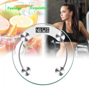 180kg Digital LCD High Precision Temperature Display Night Vision Body Weight Scale 6mm Tempered Glass Scale Battery Recharge