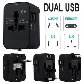 Wall Plug Power World Universal Travel Adapter With Dual USB Convertor Wall Plug Power AU.15