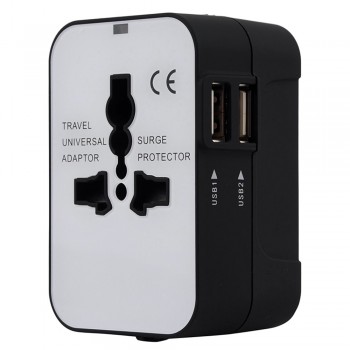 Wall Plug Power World Universal Travel Adapter With Dual USB Convertor Wall Plug Power AU.15