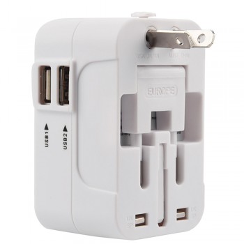 Wall Plug Power World Universal Travel Adapter With Dual USB Convertor Wall Plug Power AU.15