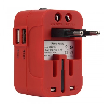 Wall Plug Power World Universal Travel Adapter With Dual USB Convertor Wall Plug Power AU.15