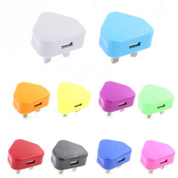 NEW HOT SALES UK Plug Mains Wall 3 Pin USB Power Adaptor Charger For Mobile Cell Phone 47.72*37.45mm