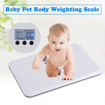 Electronic LCD Digital Weighting Scale On/Tare Function Battery/Lock Alarm Baby Pet Body Weighting Scale