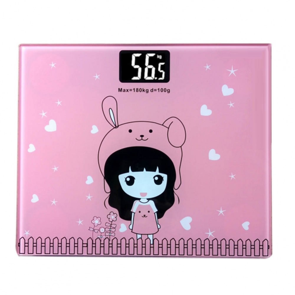 Cute Girl Bathroom Body Scales Glass Smart Household Electronic Digital Floor Weight Balance Bariatric LCD Display 180KG/100G