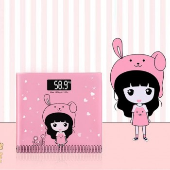 Cute Girl Bathroom Body Scales Glass Smart Household Electronic Digital Floor Weight Balance Bariatric LCD Display 180KG/100G