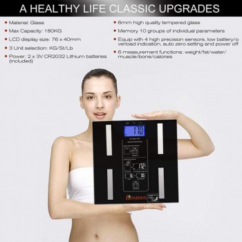 Digital Body Weight Measurement Backlight Body Fat Scale Balance Scale (Black)