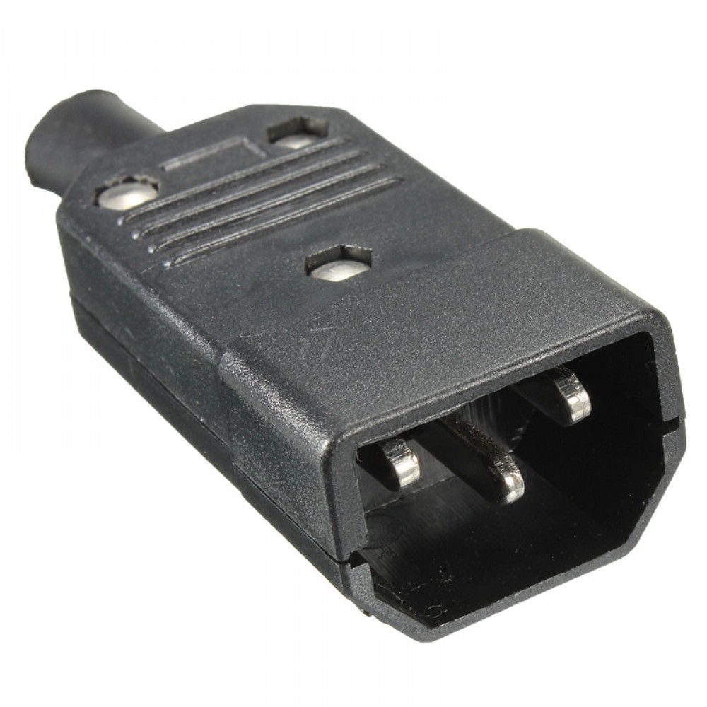 New Arrival  250V/10A Black 3 Pin IEC 320 C C14 Male Plug Rewirable Power Connector Socket ACPanel Mounting Power Inlet Socket