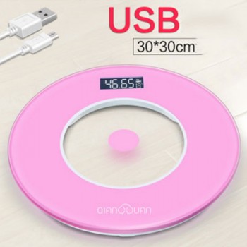 30cm 180kg Pink Female Charging Electronic Bathroom Scales Household Health Scale Accurate Adult Weight Loss Weighing Device