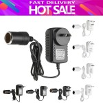 AU/US/UK/EU Plug Charger Power Adapter Cigarette Lighter Socket AC 100-240V to DC 12V/2A Travel Wall Charger Converter for Car