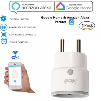 Adjustable Power Universal Smart Mini WiFi Plug Outlet Switch work with Echo Alexa Google Home Remote EU New Arrival