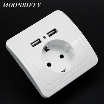 5V 2A Wall Charger EU Plug Dual 2 USB Ports Electric Adapter Wall Power Socket Plug Outlet Panel Power Charging Dock Station New