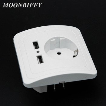 5V 2A Wall Charger EU Plug Dual 2 USB Ports Electric Adapter Wall Power Socket Plug Outlet Panel Power Charging Dock Station New