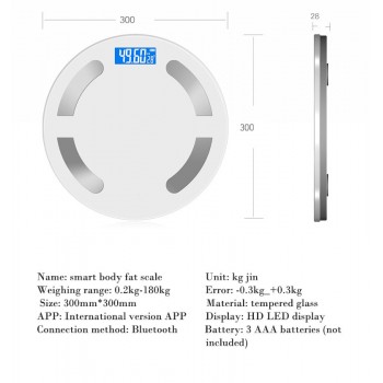 Digital Bathroom Body Weight Scale Floor Smart Bluetooth Fat Scale Household Human Weighting bmi mi Scale Fat Percentage 180kg