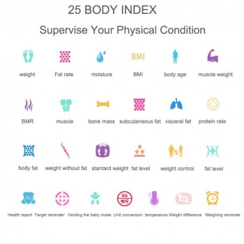New 25 Body Index Digital Bathroom Scale Floor Smart Body Weight Scale Bluetooth Fat Measuring bmi Mi ScaleUSB Built-in Battery