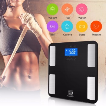 Excelvan Touch 400 lb Digital Smart Body Fat Scale Measures up to Body Weight BMI Fat Water  Calories  Muscle and Bone Mass