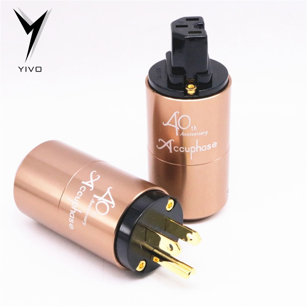 Accuphase YIVO DIY OFC Pure Copper Plated Gold Conductor Aluminium alloy Shell 20mm OD US power Connector AC plug