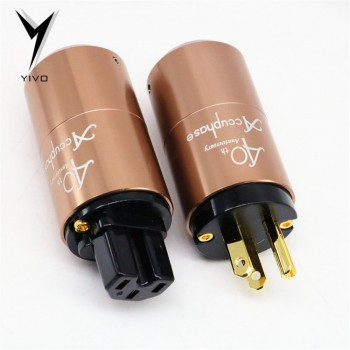 Accuphase YIVO DIY OFC Pure Copper Plated Gold Conductor Aluminium alloy Shell 20mm OD US power Connector AC plug