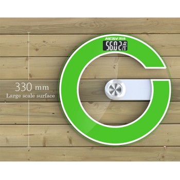 Hot 2018 Large Size Bathroom Scale Tempered Glass Electronic Floor Scales Round Black Green Temperature Power Display LED Night