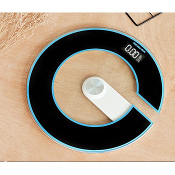 Hot 2018 Large Size Bathroom Scale Tempered Glass Electronic Floor Scales Round Black Green Temperature Power Display LED Night