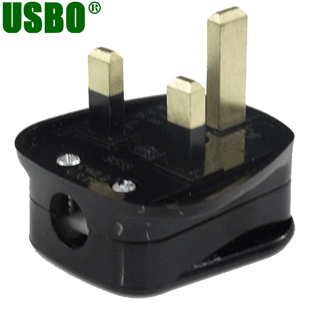 White Black Grounded 250V UK 13A British mains plug 3 Pin fused BS1363 adaptor POWER cable connector wire converter