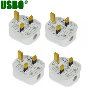 White Black Grounded 250V UK 13A British mains plug 3 Pin fused BS1363 adaptor POWER cable connector wire converter