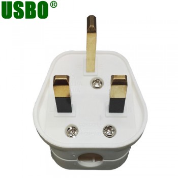 White Black Grounded 250V UK 13A British mains plug 3 Pin fused BS1363 adaptor POWER cable connector wire converter