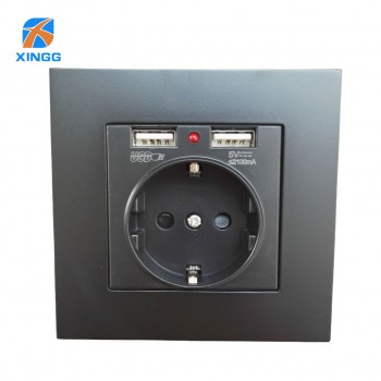 EU European Power Electrical Panel Wall Tabletop Desktop Internal 220V Socket Outlet W/ USB German Type F Schuko Plug Adaptor