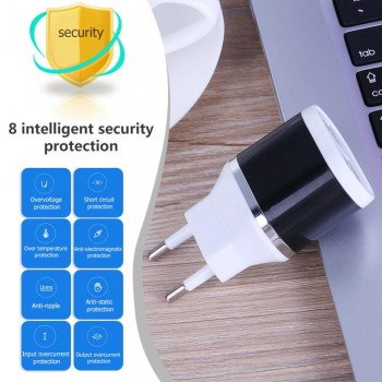 EU Plug Mini Portable Dual USB Port Charger Socket DC 5V 2.1A AC 220V Travel USB Hub Power Socket Charger For Smartphone MP3