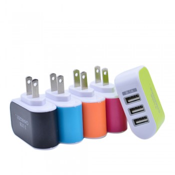 1pc High quality EU Plug 3 Ports Multiple Wall USB Smart Charger Adapter Mobile Phone Device 5V 3A Fast Charging for iPhone iPad