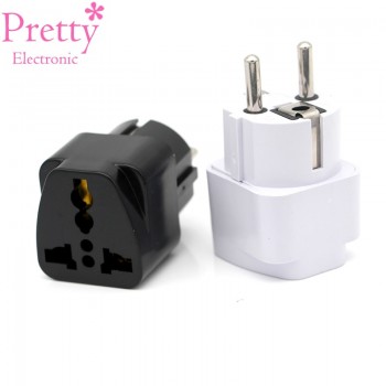 Abroad Travel And Home White Black Adapter Electrical Plug For EU European Socket Converter fits Italy France Spain Russia etc.