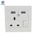 UK 86 Wall Socket AC Electrical Power Plug Outlet With Built-in 2 USB Charger Dual Switches 2100mA 13A 250V LED Indicator