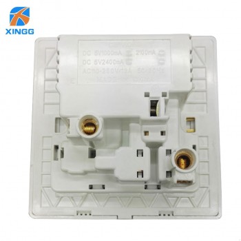 UK 86 Wall Socket AC Electrical Power Plug Outlet With Built-in 2 USB Charger Dual Switches 2100mA 13A 250V LED Indicator