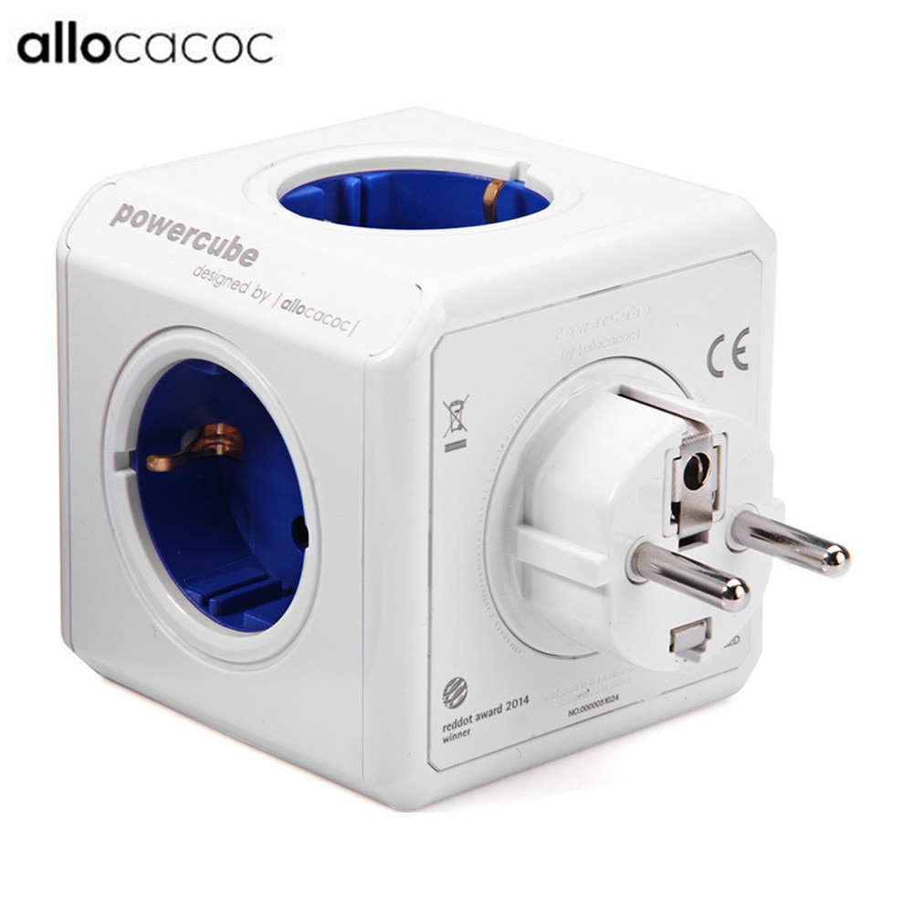 Allocacoc PowerCube Socket DE Plug With 4 Outlets 2 USB Ports Adapter For Smart home 16A 250V