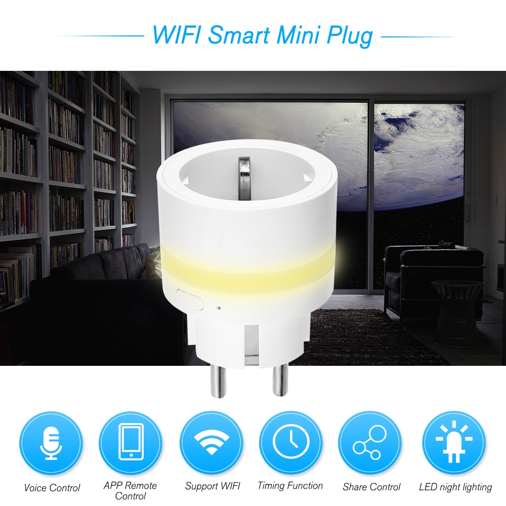 Smart Plug Wifi Smart Socket with LED Night Lignt EU Outlet Power Monitor Energy Saver Works With Google Home Mini Alexa IFTTT