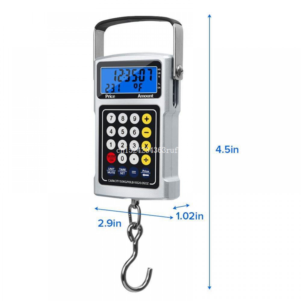 10pcs Digital Scales 7 in 1 Fish Electric Scale Weighing 50kg with a Calculator Tape Measure Backlight
