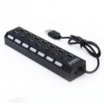 7 Port USB HUB Usb 2.0 Hub Multi Usb Splitter with on/off Switch or EU / US Power Adapter for MacBook PC Notebook Laptop