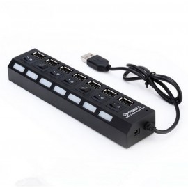 7 Port USB HUB Usb 2.0 Hub Multi Usb Splitter with on/off Switch or EU / US Power Adapter for MacBook PC Notebook Laptop