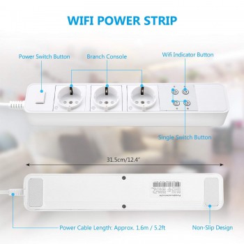 Power Strip WiFi Smart Plug Homekit 3 EU Socket with USB  Surge Protection Remote Control  Smart Outlet with Extension Cord
