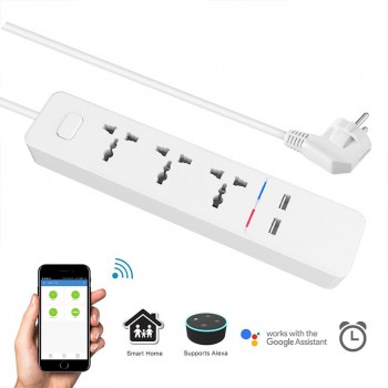 Wifi smart Power Strip with Universal 3 Socket 2 USB Charging Station Work with Alexa Google Home Assistant UK/AU/EU/India Plugs
