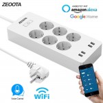 WiFi Smart Power Strip EU Surge Protector with 6 Socket 4 USB Port Smart Home Control Switch Compatible Alexa Google Assistant