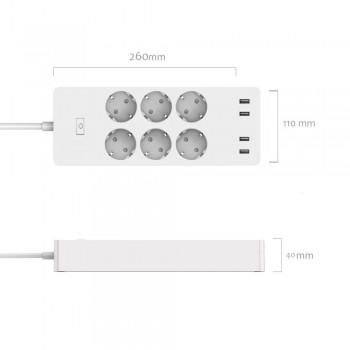 WiFi Smart Power Strip EU Surge Protector with 6 Socket 4 USB Port Smart Home Control Switch Compatible Alexa Google Assistant