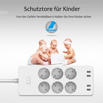 WiFi Smart Power Strip EU Surge Protector with 6 Socket 4 USB Port Smart Home Control Switch Compatible Alexa Google Assistant