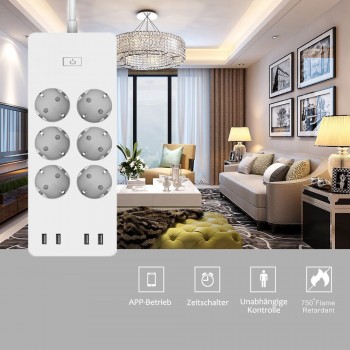 WiFi Smart Power Strip EU Surge Protector with 6 Socket 4 USB Port Smart Home Control Switch Compatible Alexa Google Assistant