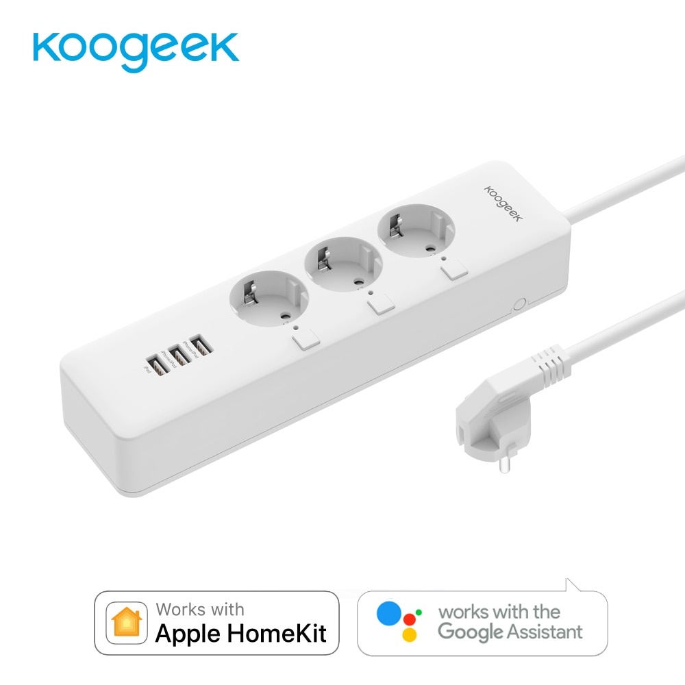 Koogeek Wi-Fi USB Power Socket Extension Cable with Individual Switch EU Plug Outlet Power Strip Smart Charger for Apple Homekit
