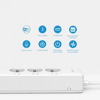 Koogeek Wi-Fi USB Power Socket Extension Cable with Individual Switch EU Plug Outlet Power Strip Smart Charger for Apple Homekit