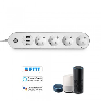 WiFi Smart Power Strip Socket for Alexa Google Home Voice Control Timer Switch Power Strip Outlet with 4 AC Outlets 3 USB Port