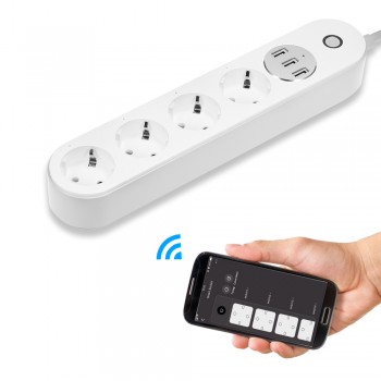 WiFi Smart Power Strip Socket for Alexa Google Home Voice Control Timer Switch Power Strip Outlet with 4 AC Outlets 3 USB Port