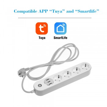 WiFi Smart Power Strip Socket for Alexa Google Home Voice Control Timer Switch Power Strip Outlet with 4 AC Outlets 3 USB Port
