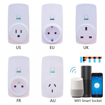 Tonbux FR/EU/US Smart Wifi Plug LED Light Display 110-250V Support Google Home/Amazon Alexa Echo Control Smart Wireless Socket